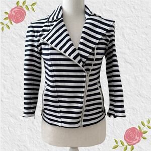 Striped Biker’s Style Knit Jacket